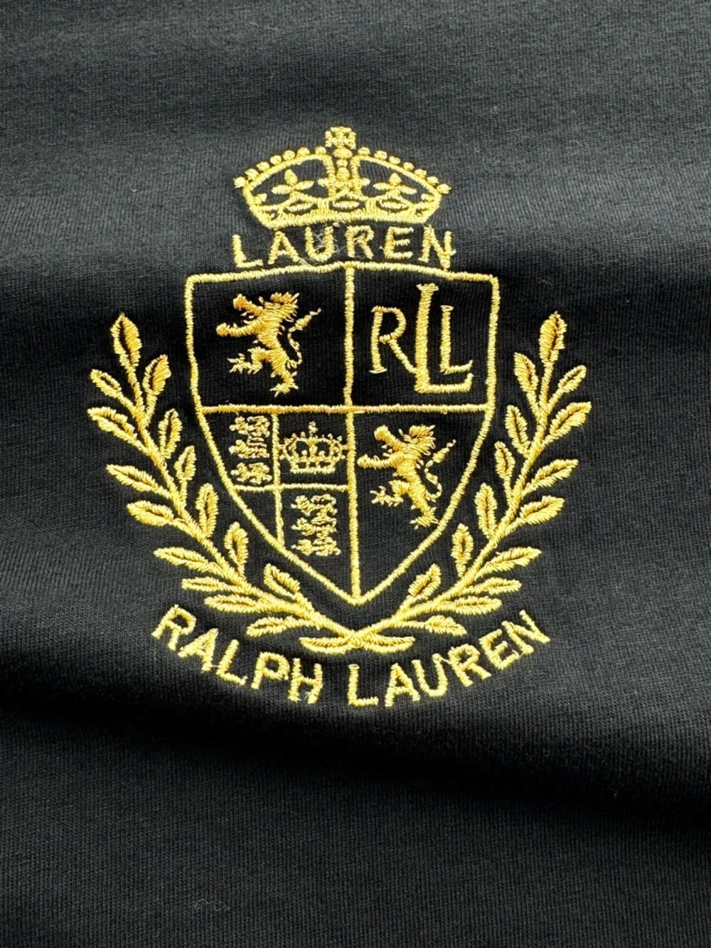Lauren Ralph Lauren Crest Logo Long Sleeve Tee Black Cotton Petite Medium